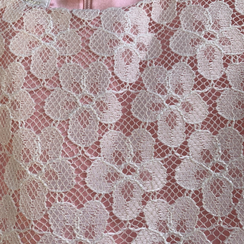American Princess Girls 2T Pink Ivory Lace Tulle Flower Girl Party Easter Dress - Picture 4 of 14